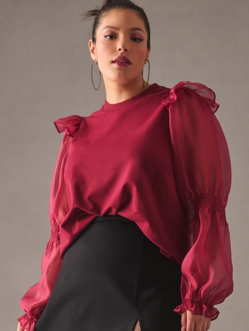 Anthropologie Ruffled Puff-Sleeve Blouse XL